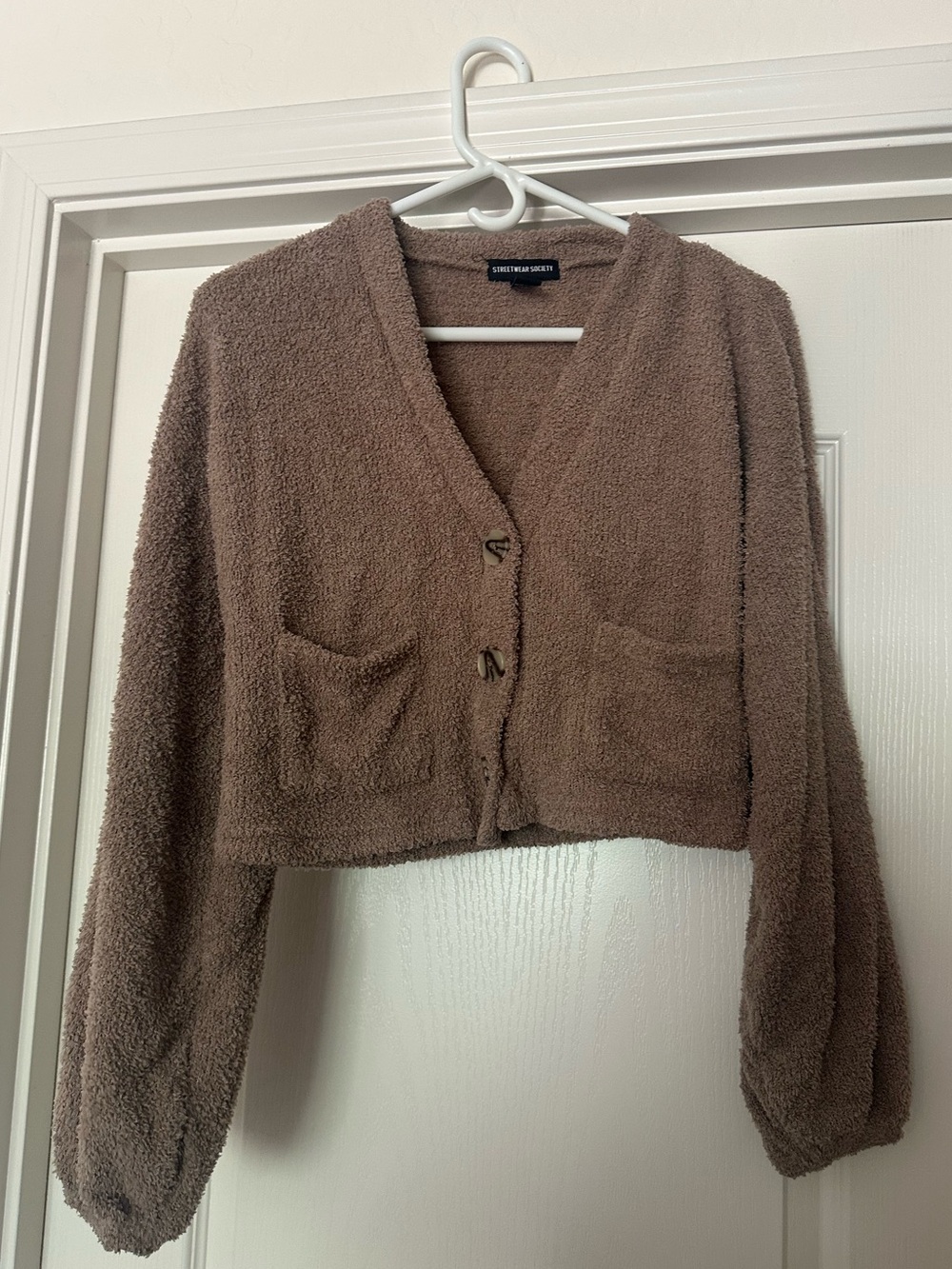 Streetwear Society Taupe Sherpa Cropped Jacket